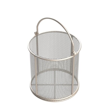 Anysizebasket Round Wire Mesh Basket: 6Dia. x 6H, 304 SS, 3/16 Rod Frame, Mesh: 4 x .063 TMT-060RND060-C04S
